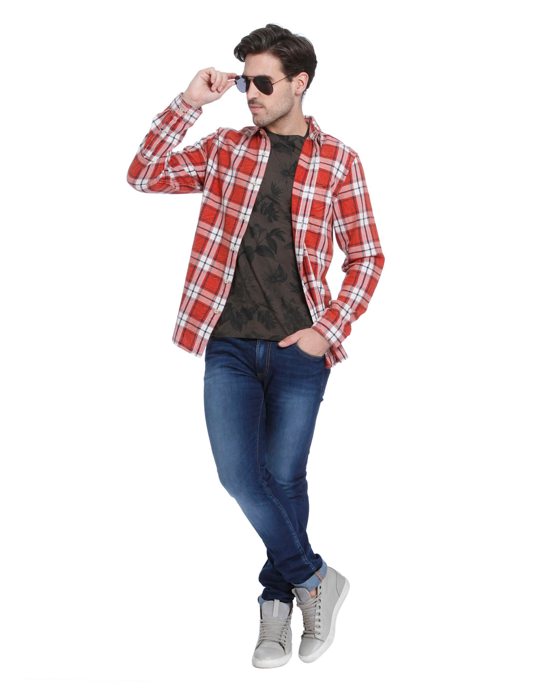 Red Check Slim Fit Shirt