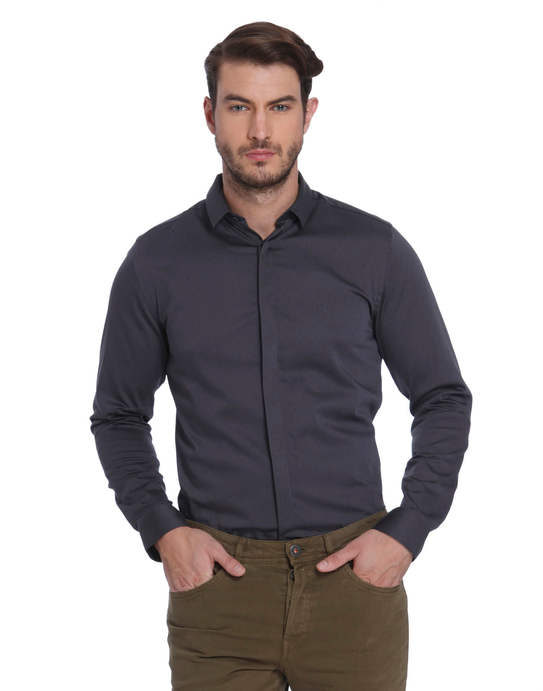 Dark Grey All Over Print Shirt - S