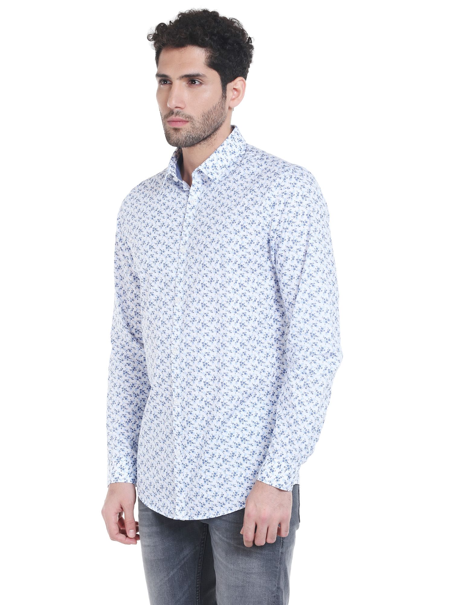 Blue Leaf Print Shirt