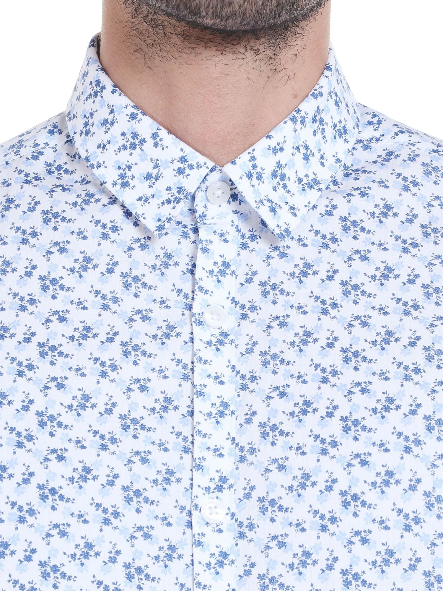 Blue Leaf Print Shirt
