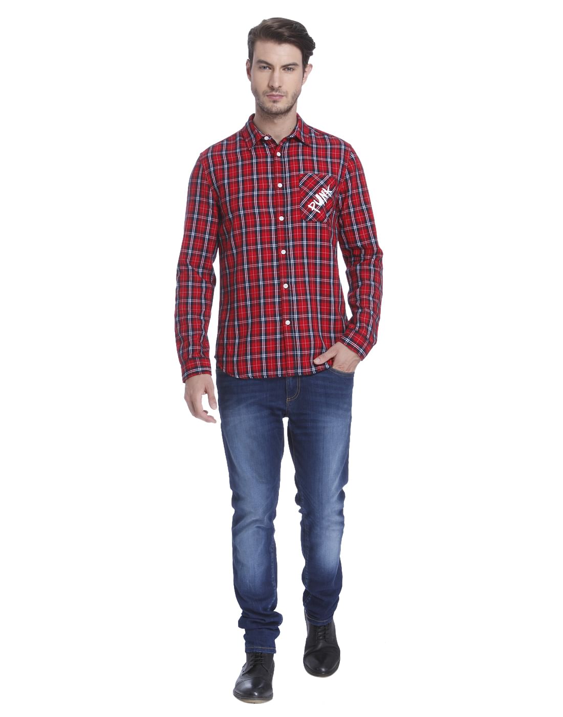 Red Check Slim Fit Shirt
