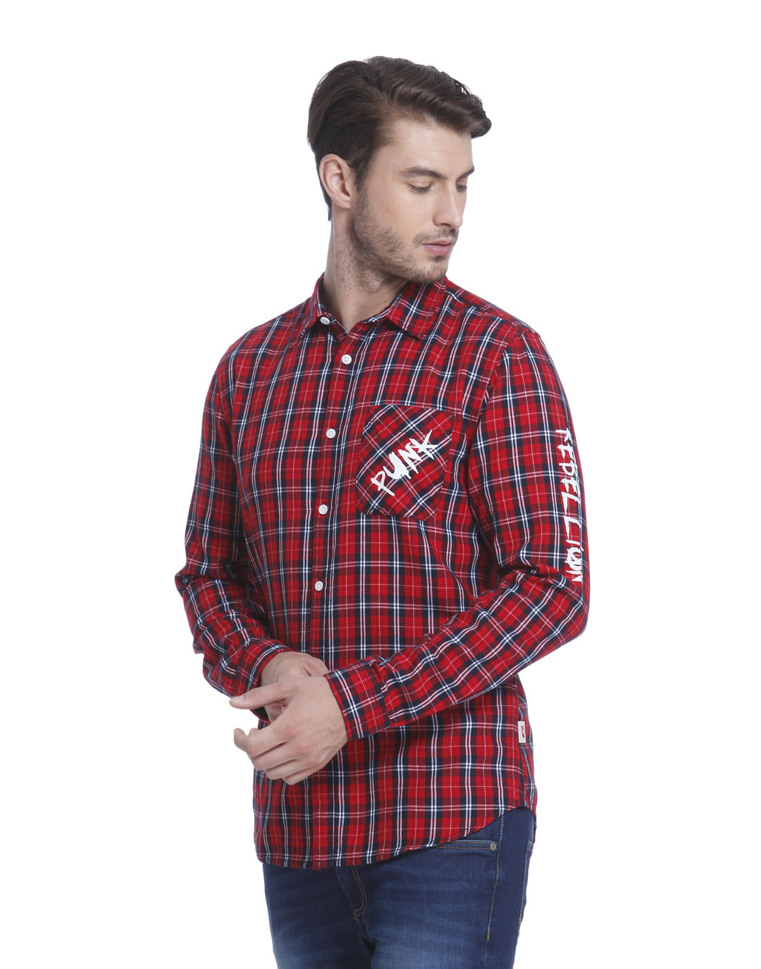 Red Check Slim Fit Shirt
