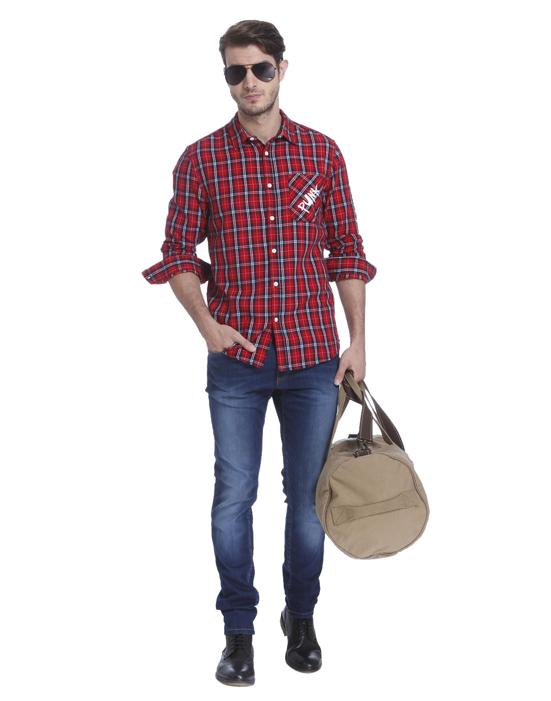 Red Check Slim Fit Shirt