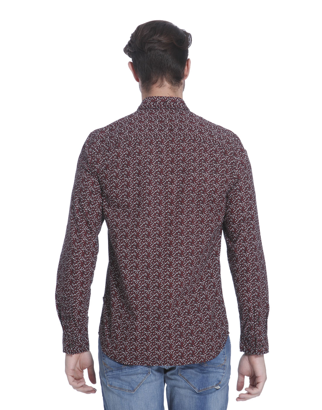 Brown Printed Slim Fit Check Shirt