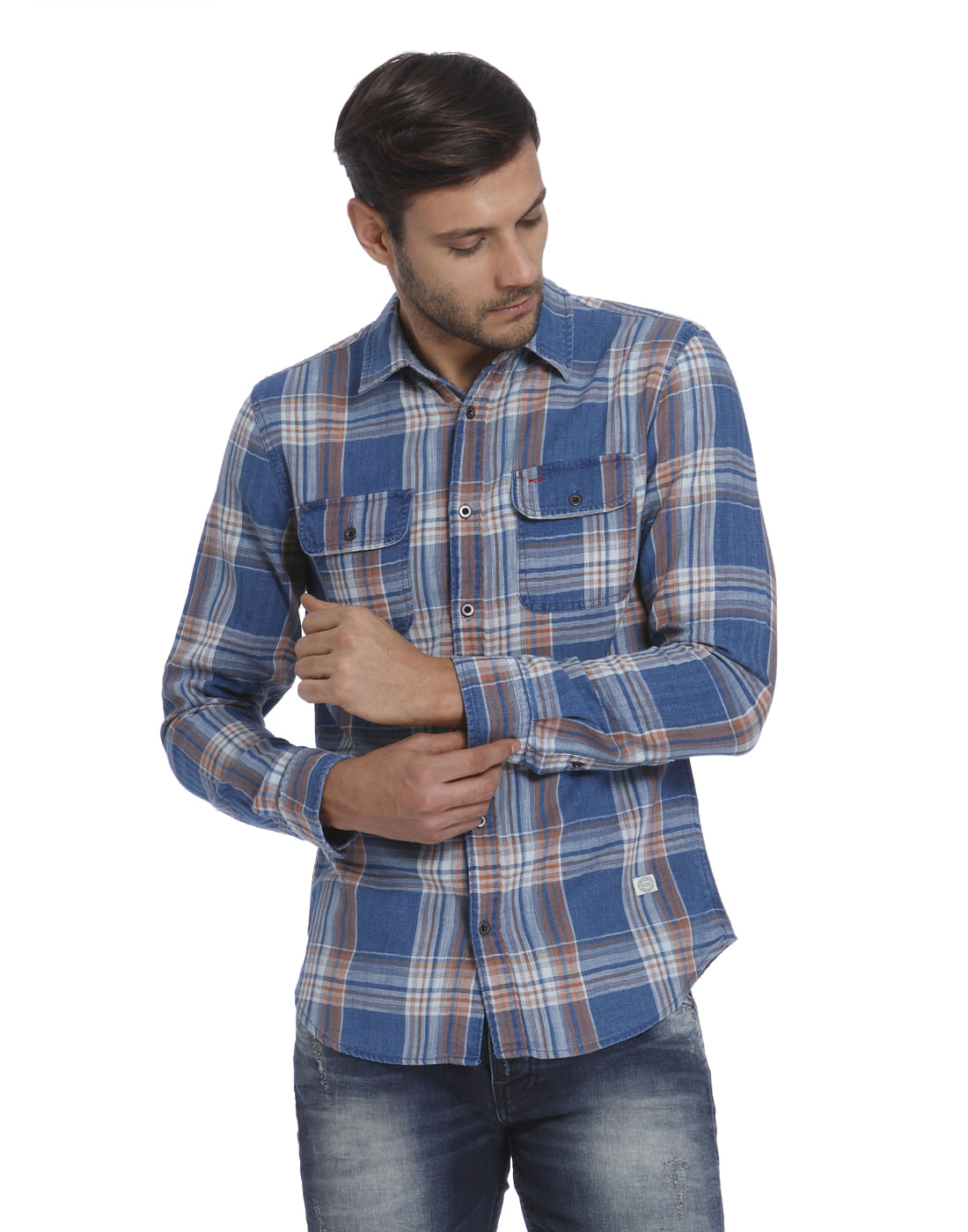 Blue Check Slim Fit Shirt