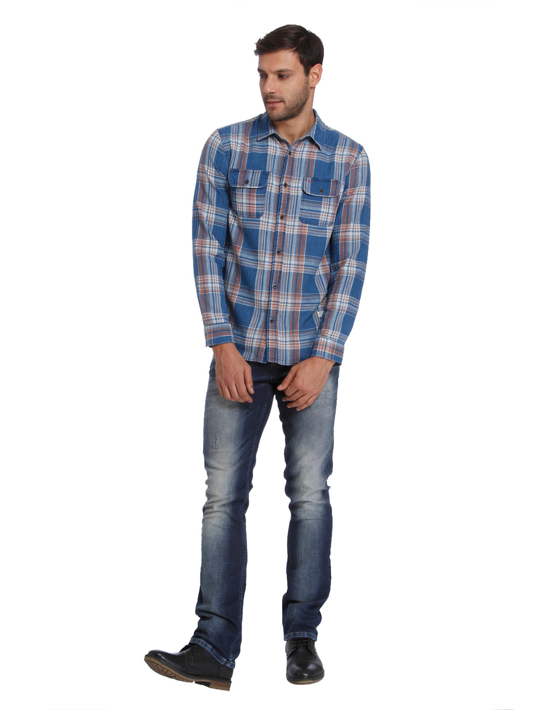 Blue Check Slim Fit Shirt
