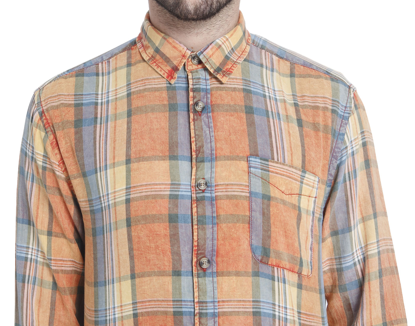 Orange Check Slim Fit Shirt