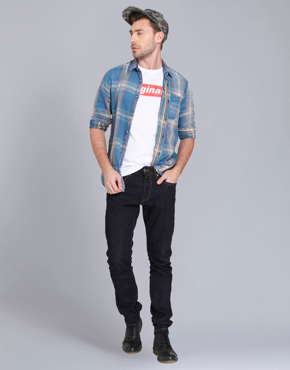Blue Check Slim Fit Shirt