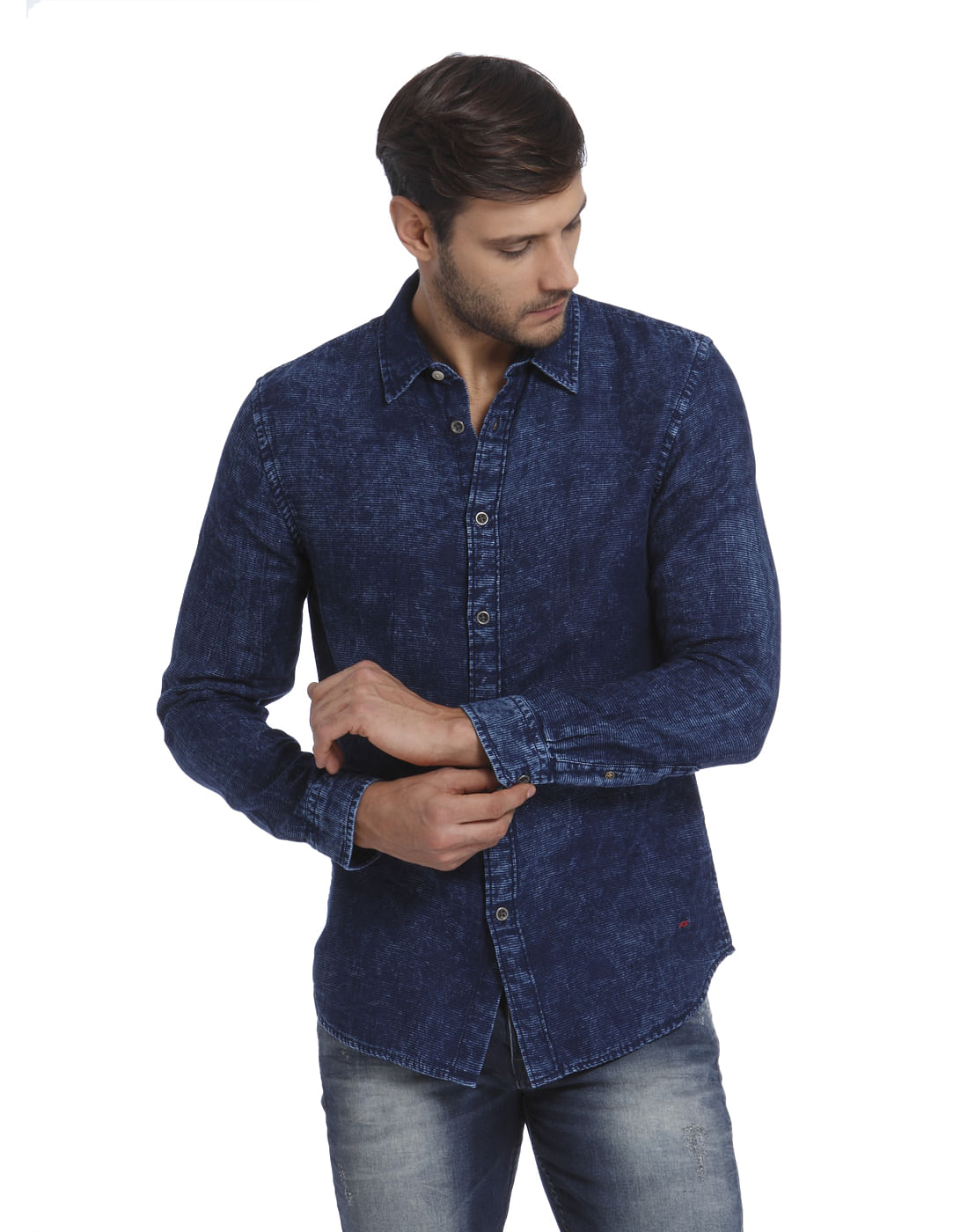 Blue Denim Slim Fit Shirt - S