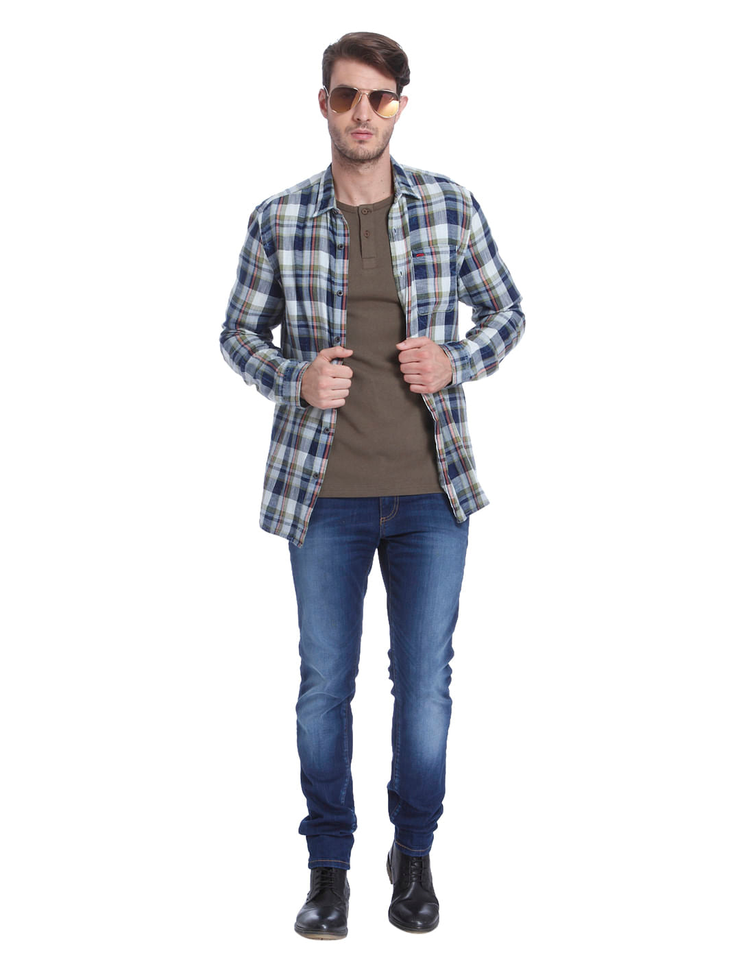 Green Check Slim Fit Shirt