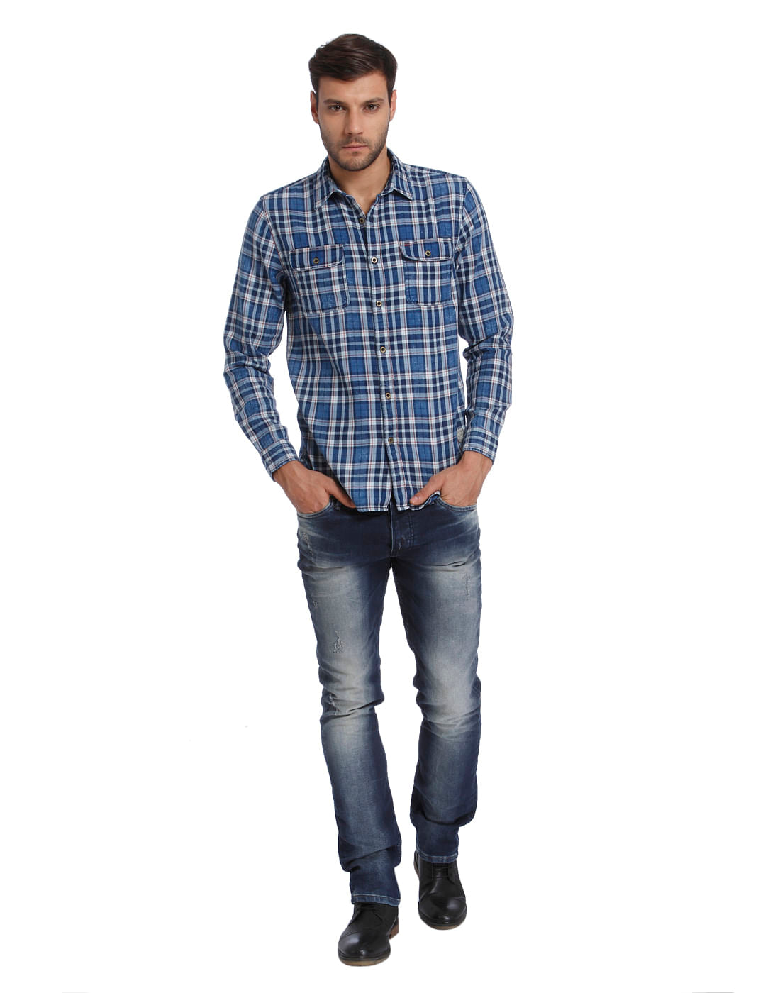 Blue Check Slim Fit Shirt