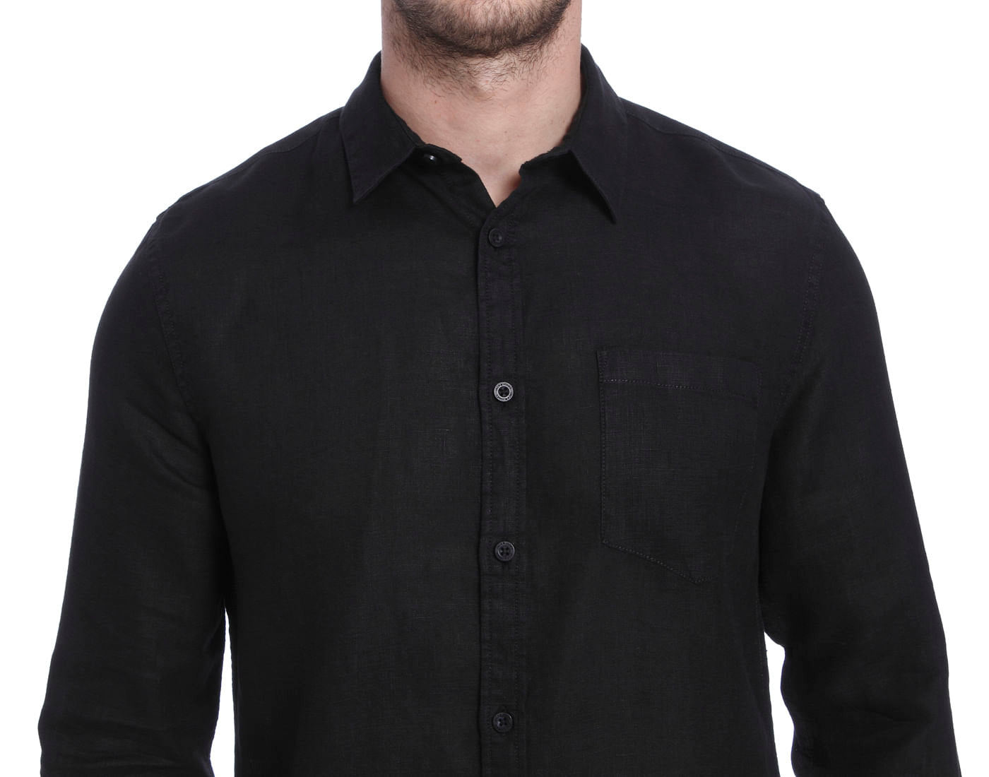 Black Linen Slim Fit Shirt