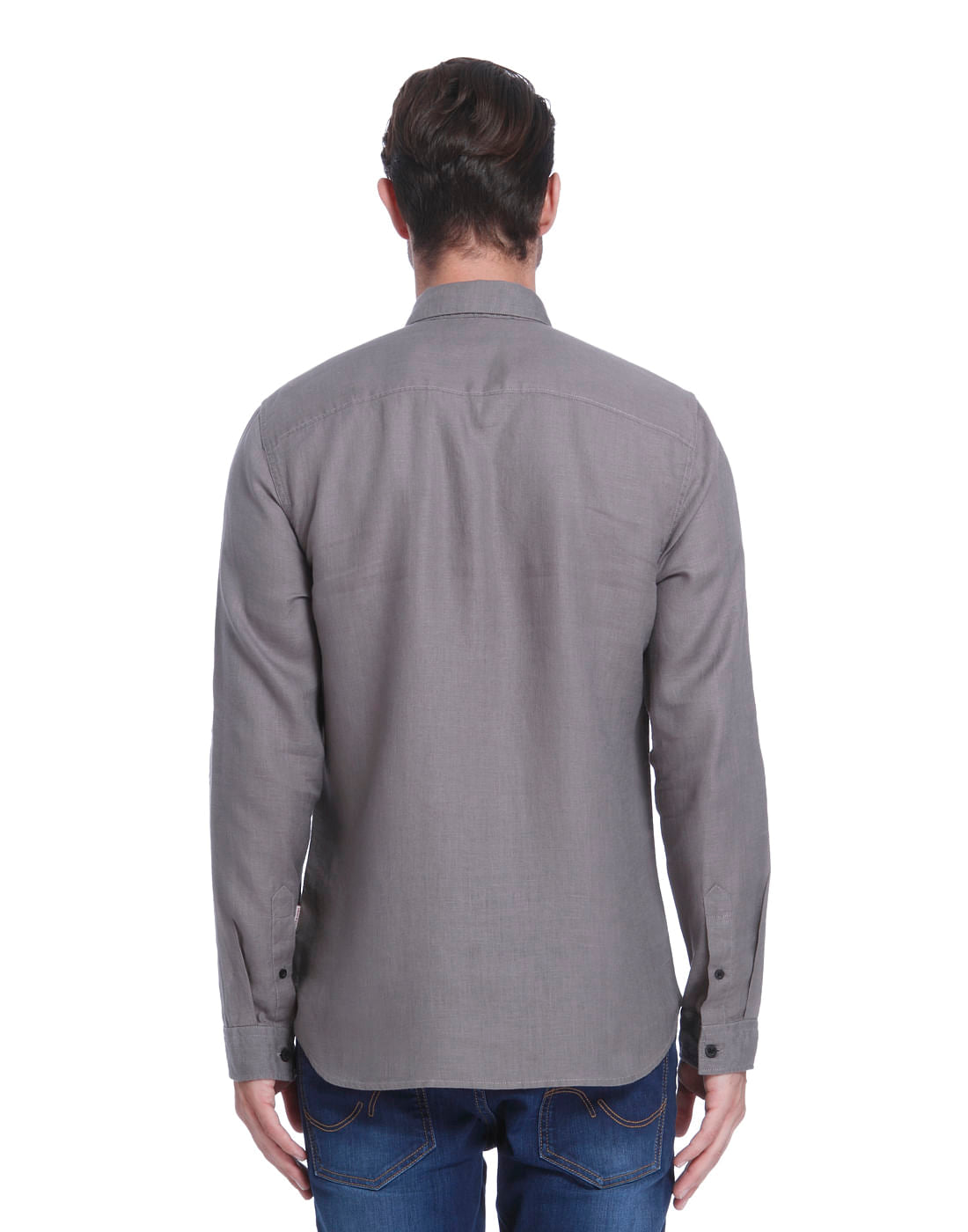 Grey Linen Slim Fit Shirt