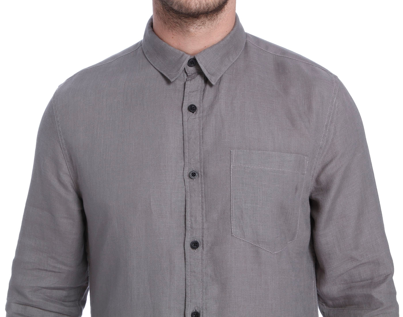Grey Linen Slim Fit Shirt
