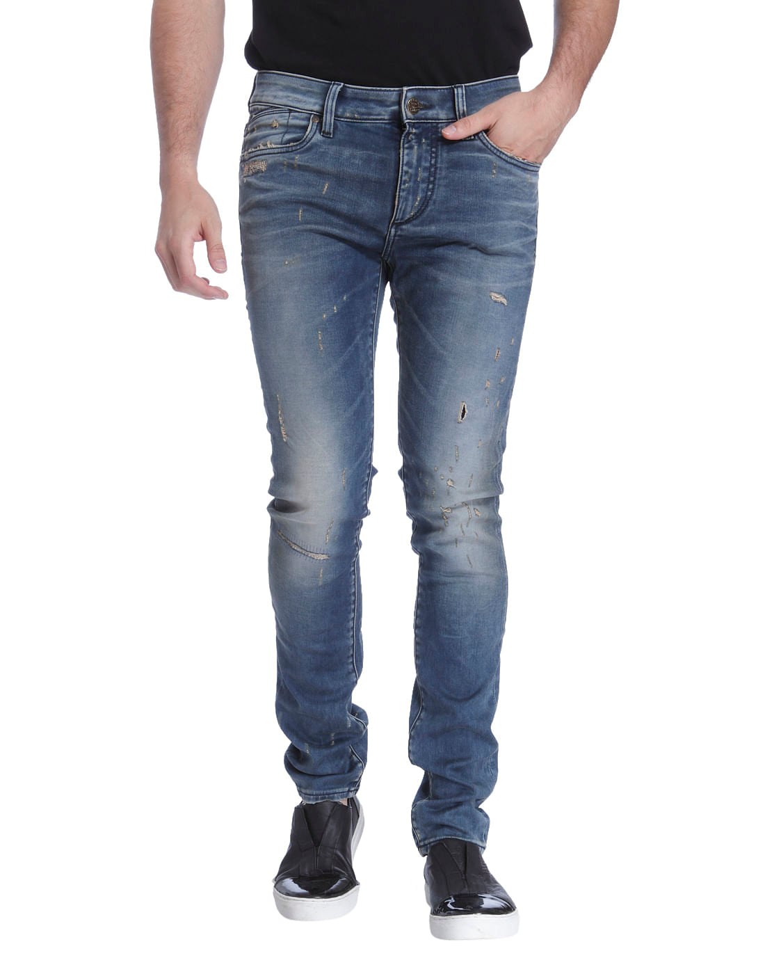 Blue Distressed Skinny Jeans - 28/32