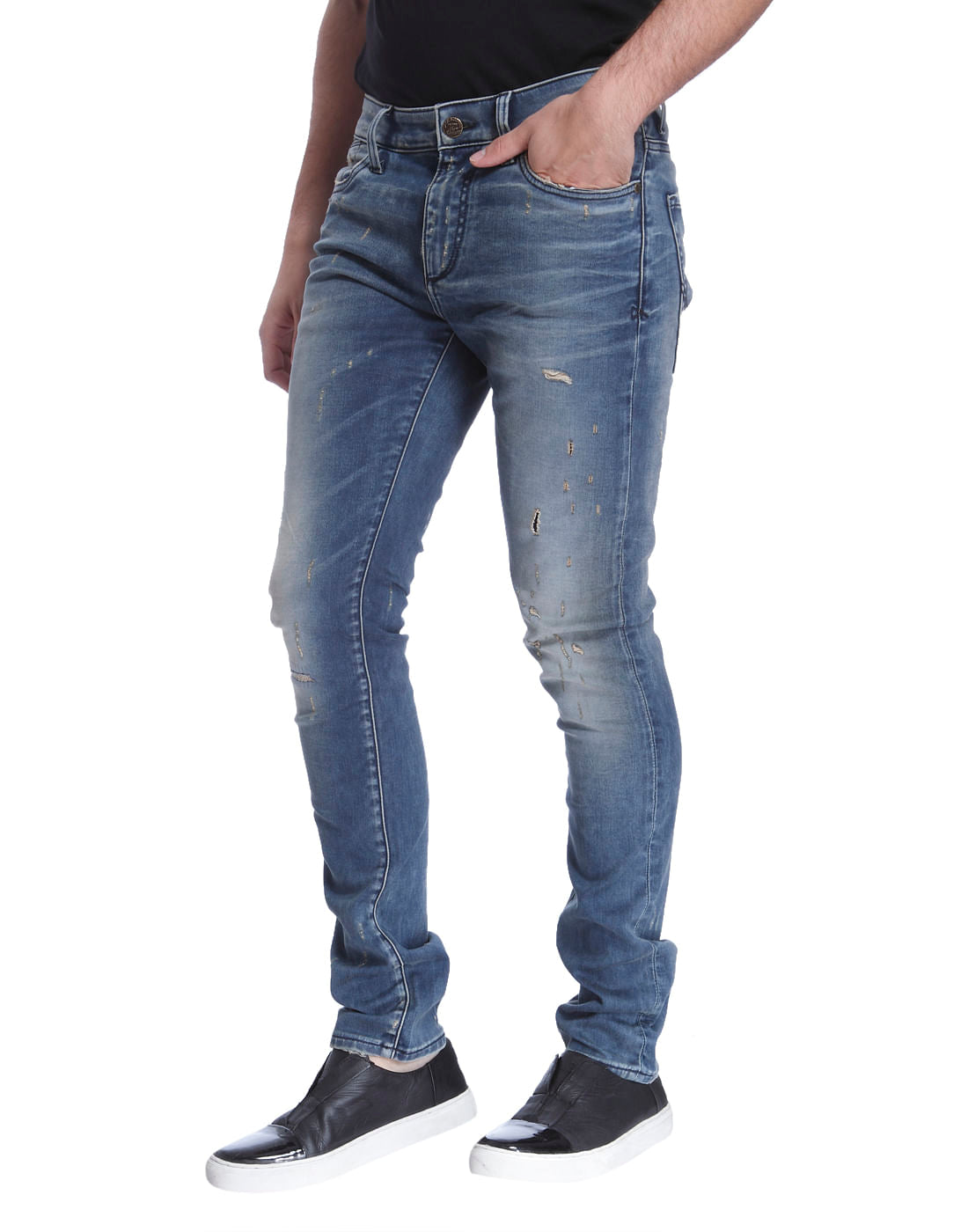 Blue Distressed Skinny Jeans