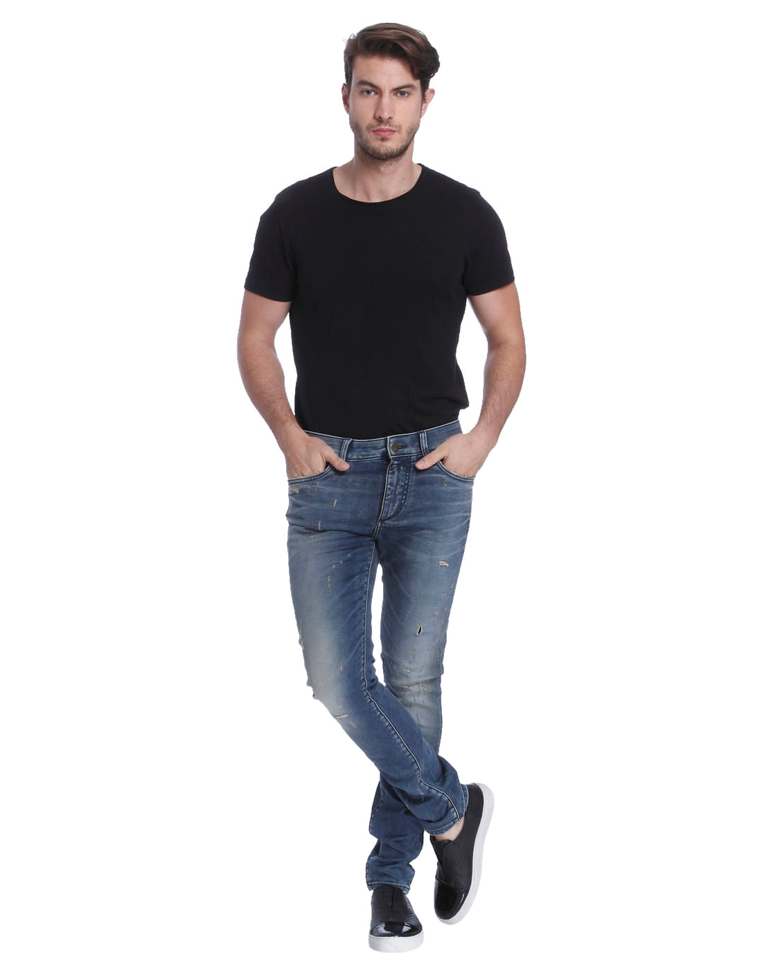 Blue Distressed Skinny Jeans
