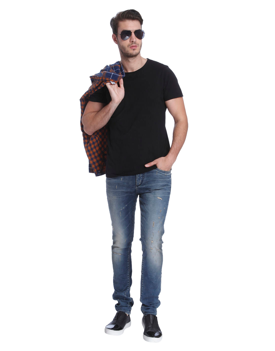 Blue Distressed Skinny Jeans