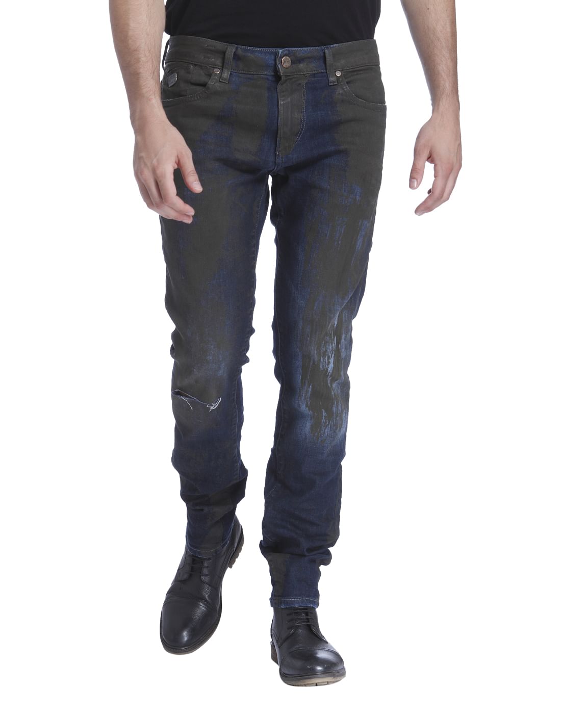 Blue Textured Slim Fit Jeans - 28/32
