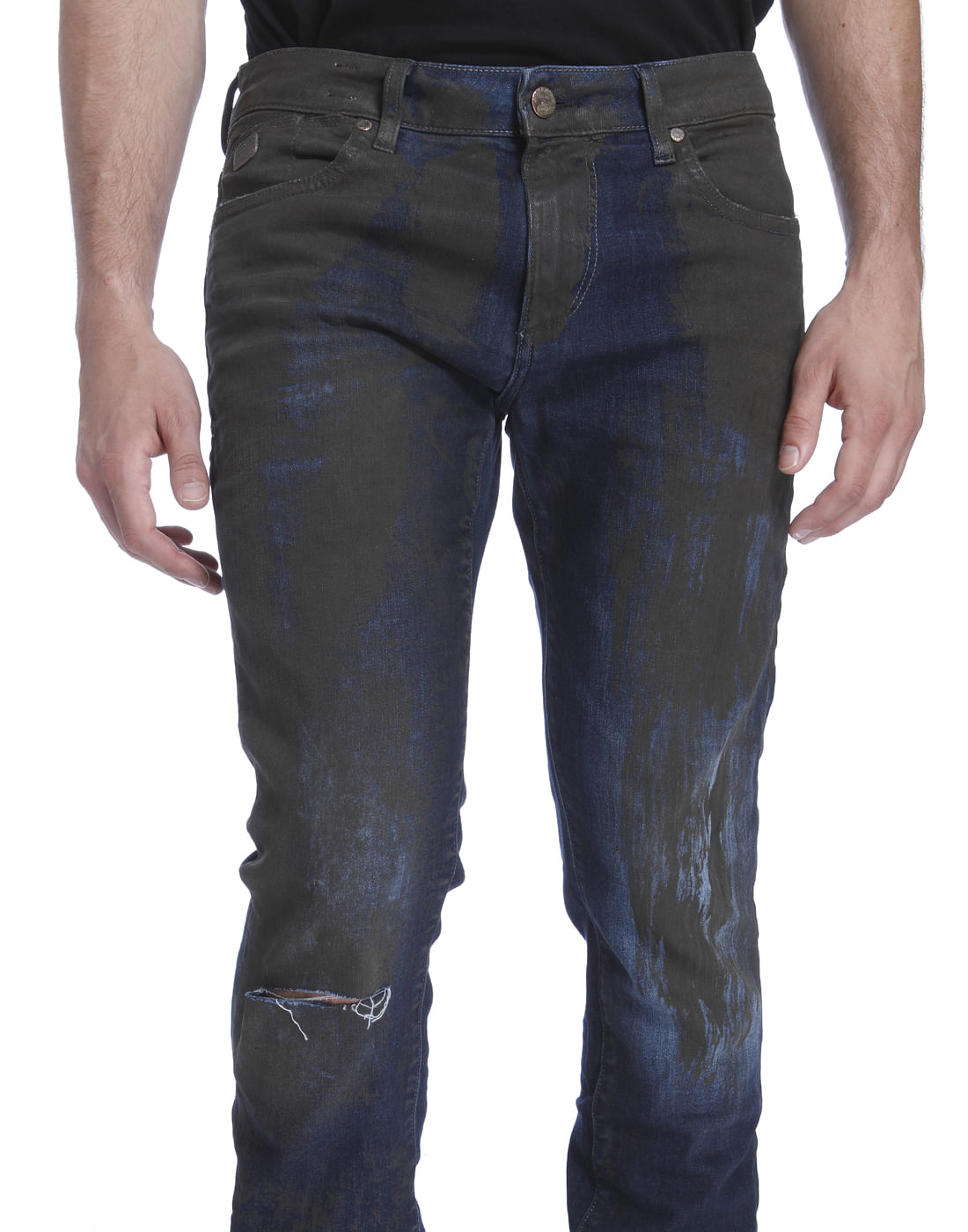 Blue Textured Slim Fit Jeans