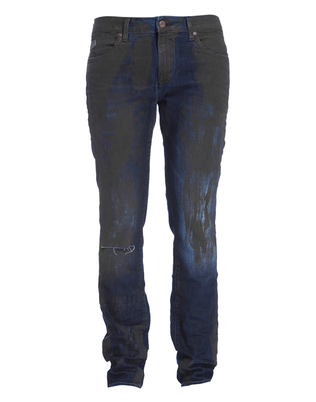 Blue Textured Slim Fit Jeans