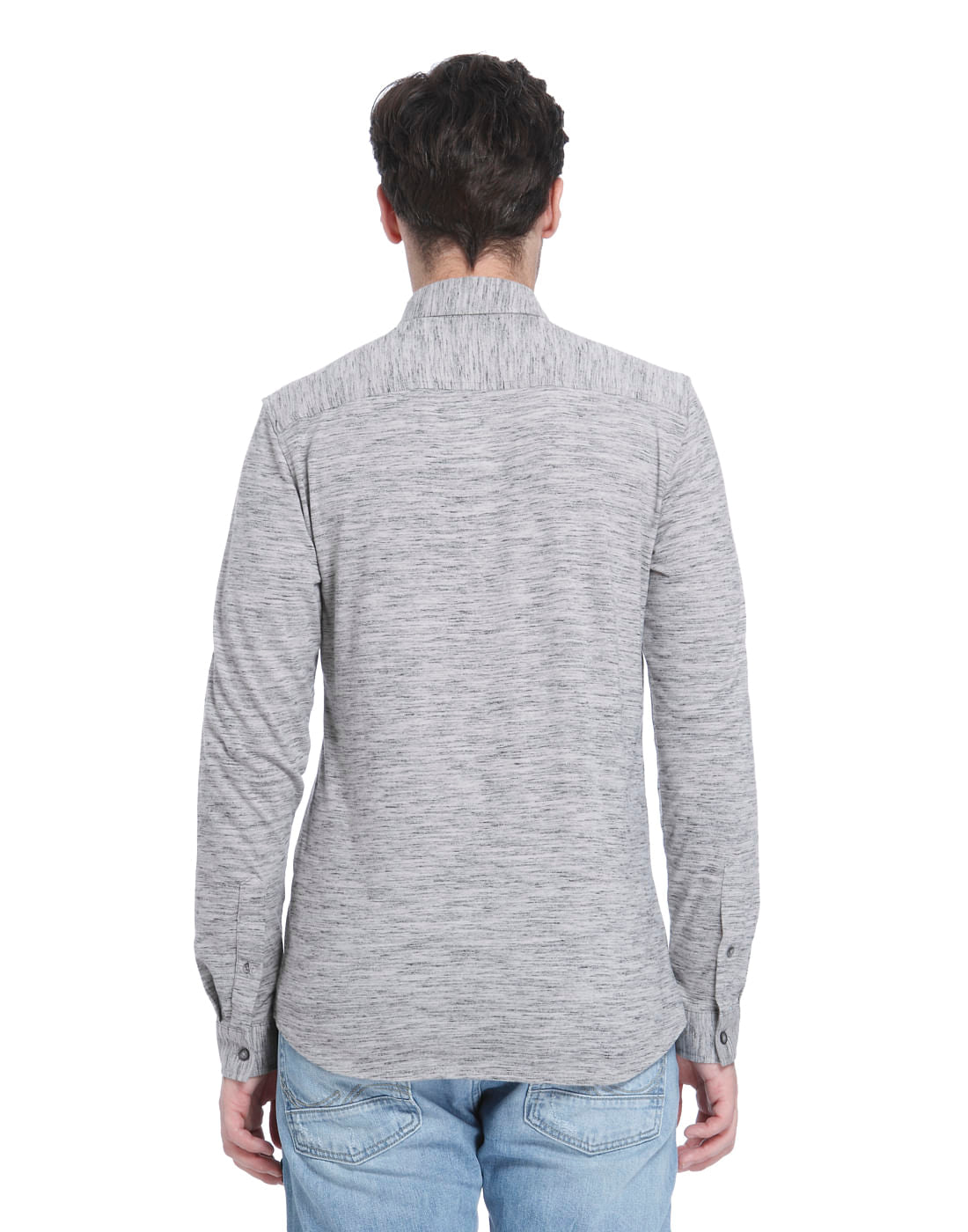 Light Grey Textured Slim Fit Shirt