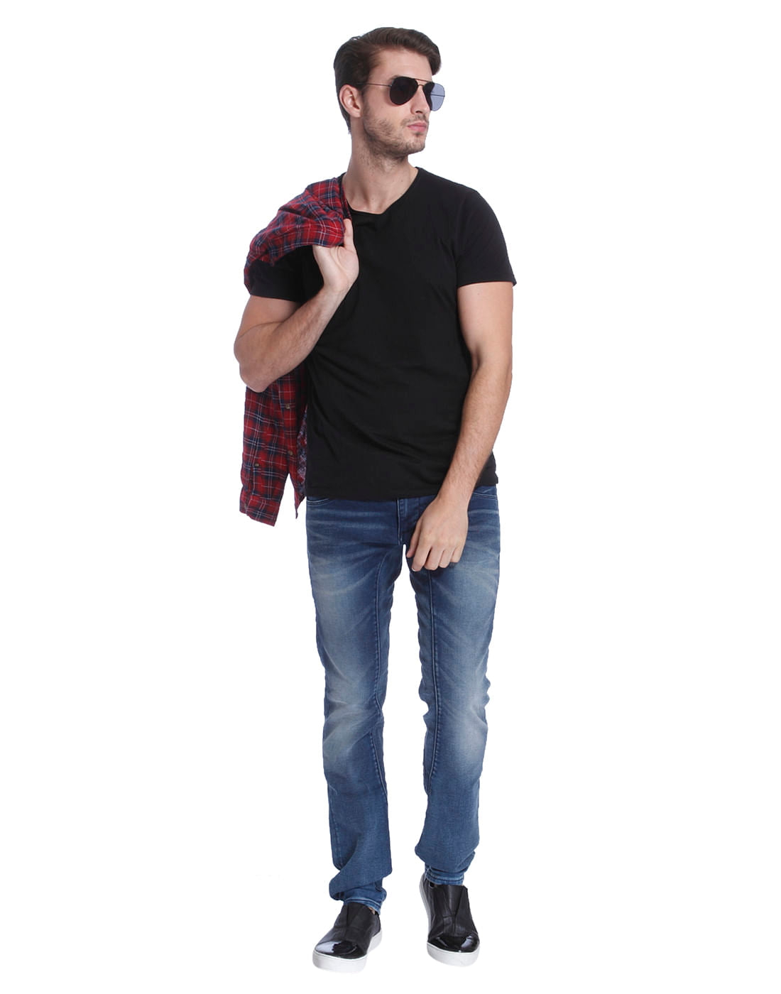 Blue Drawstring Slim Fit Jeans
