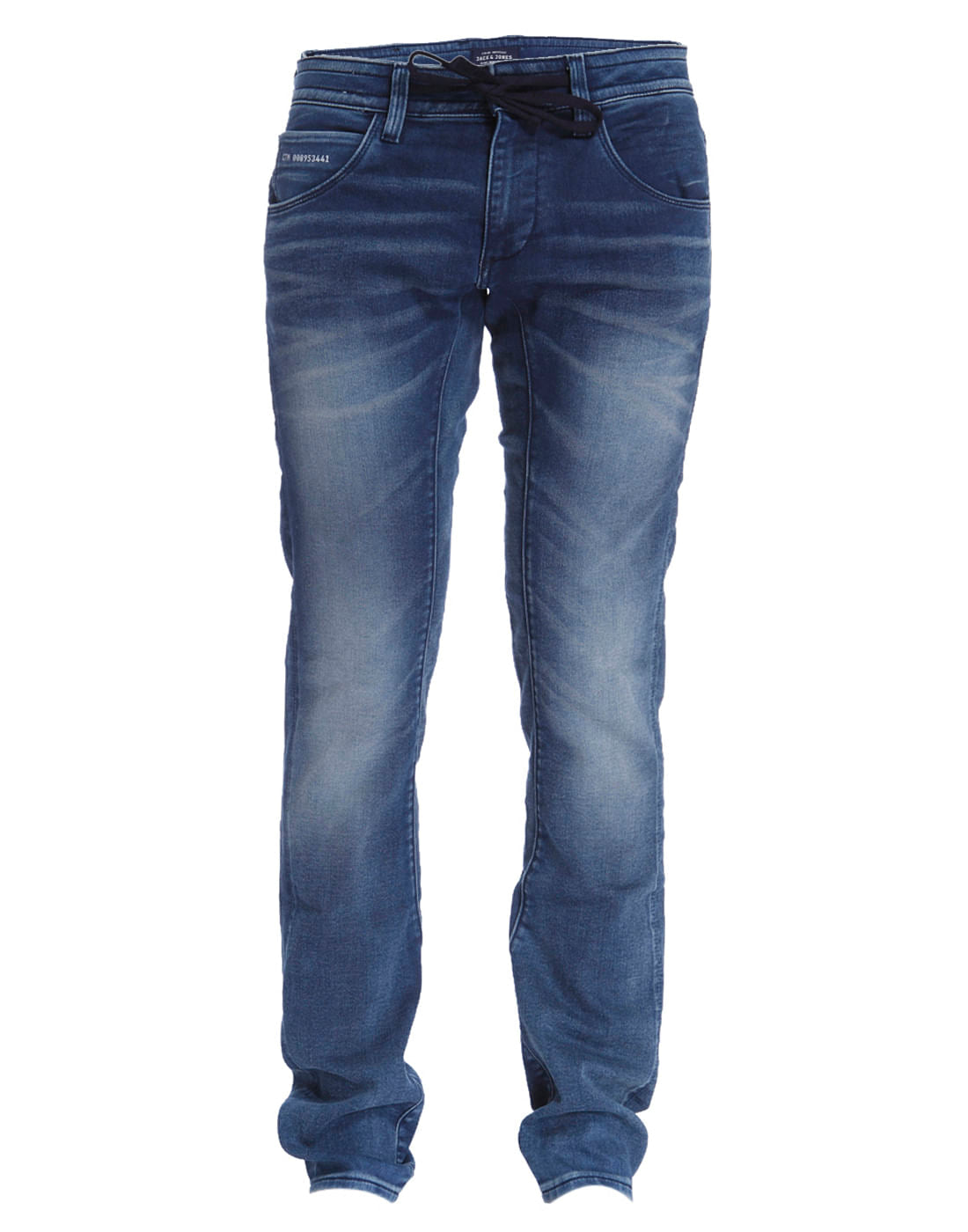 Blue Drawstring Slim Fit Jeans