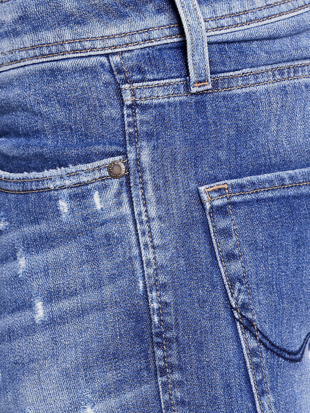 Blue Distressed Slim Jeans