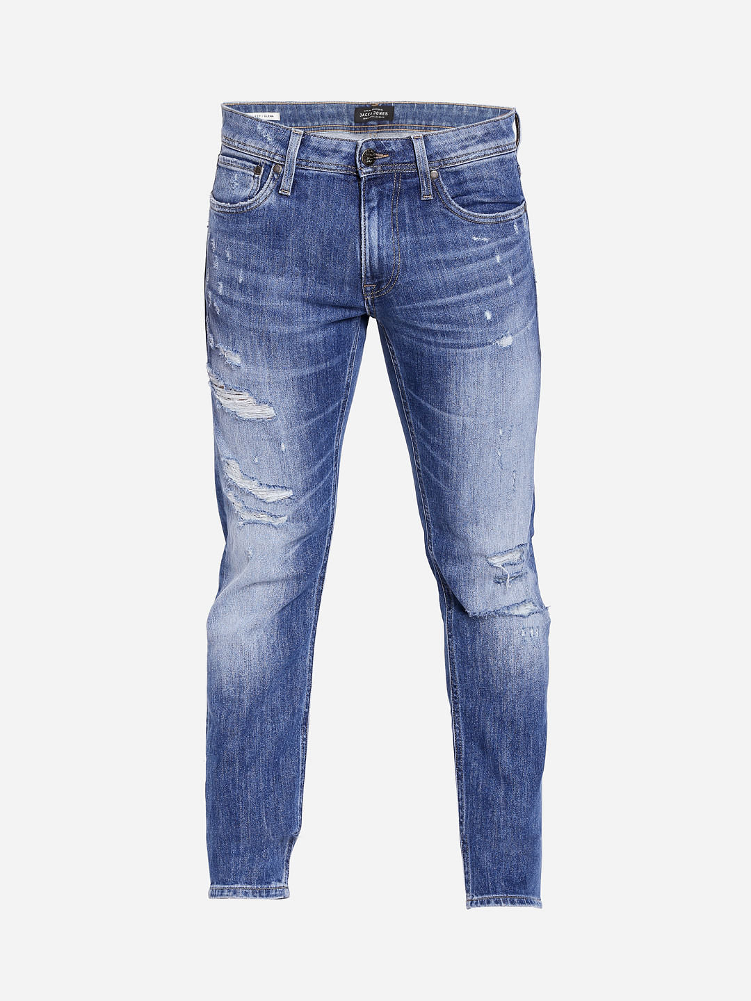 Blue Distressed Slim Jeans