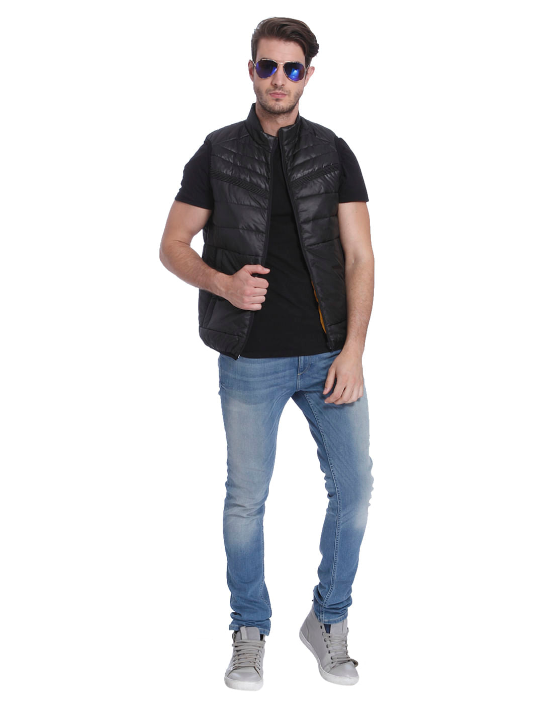 Black Sleeveless Bomber Jacket