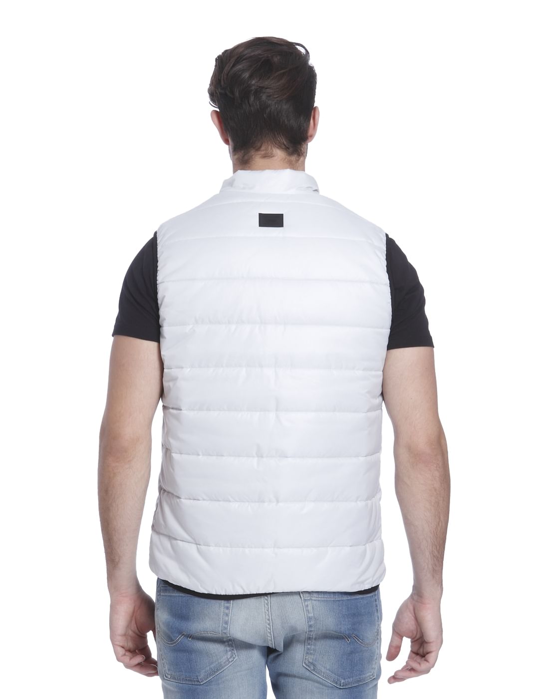 White Sleeveless Bomber Jacket