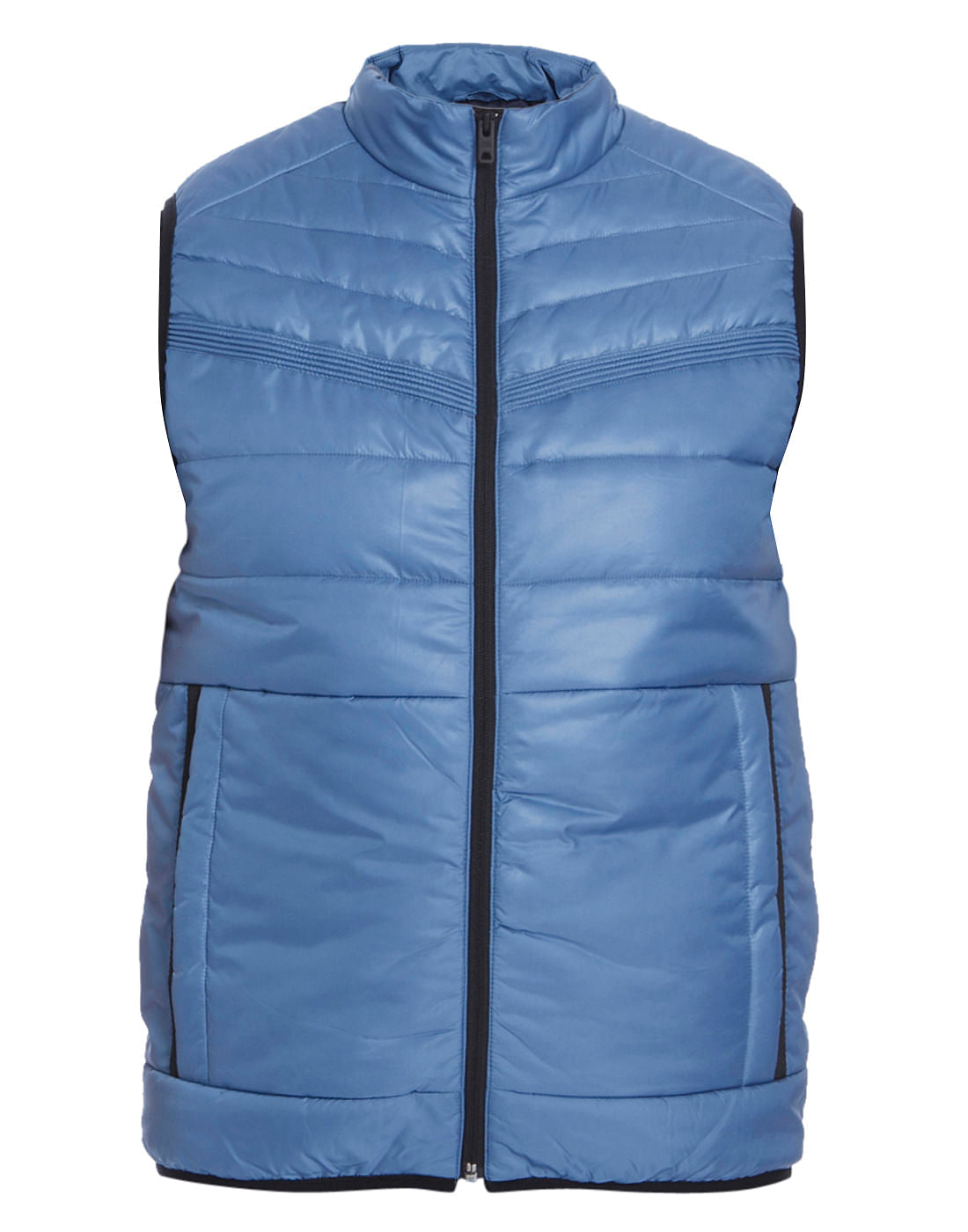 Powder Blue Sleeveless Bomber Jacket