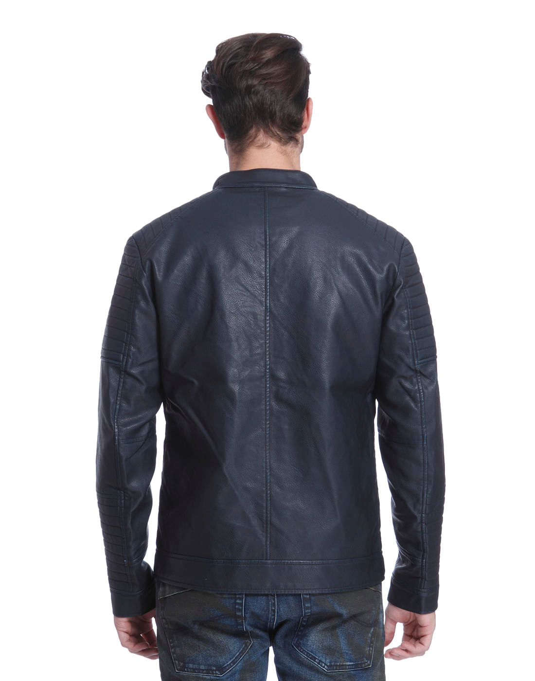 Blue Pu Biker Jacket