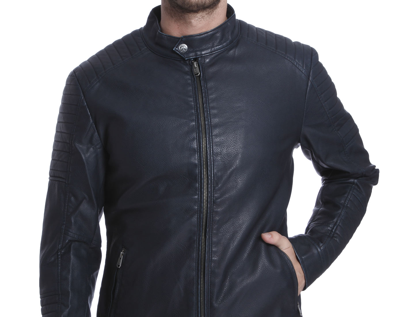 Blue Pu Biker Jacket