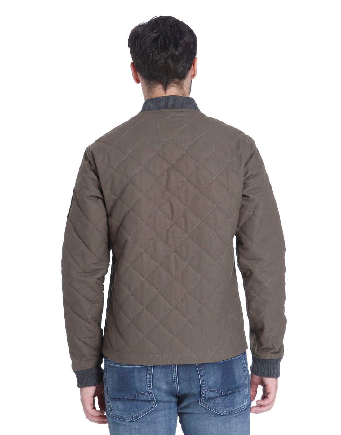 Grey Quilted Bomber Jacket