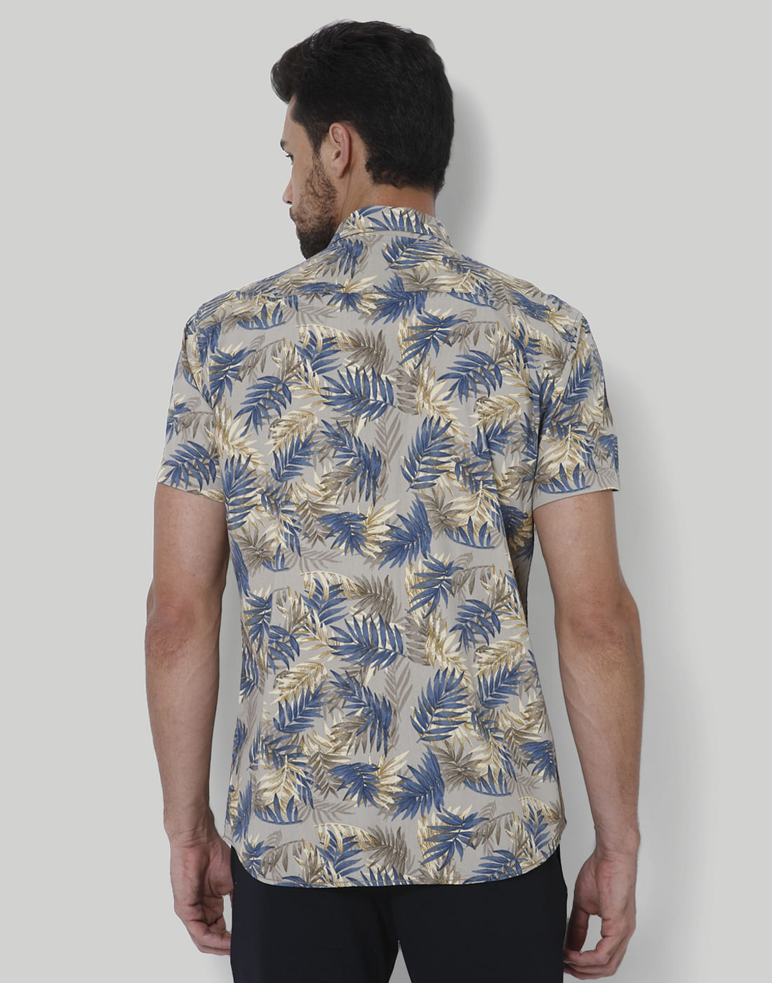 Grey Tropical Print Shirt