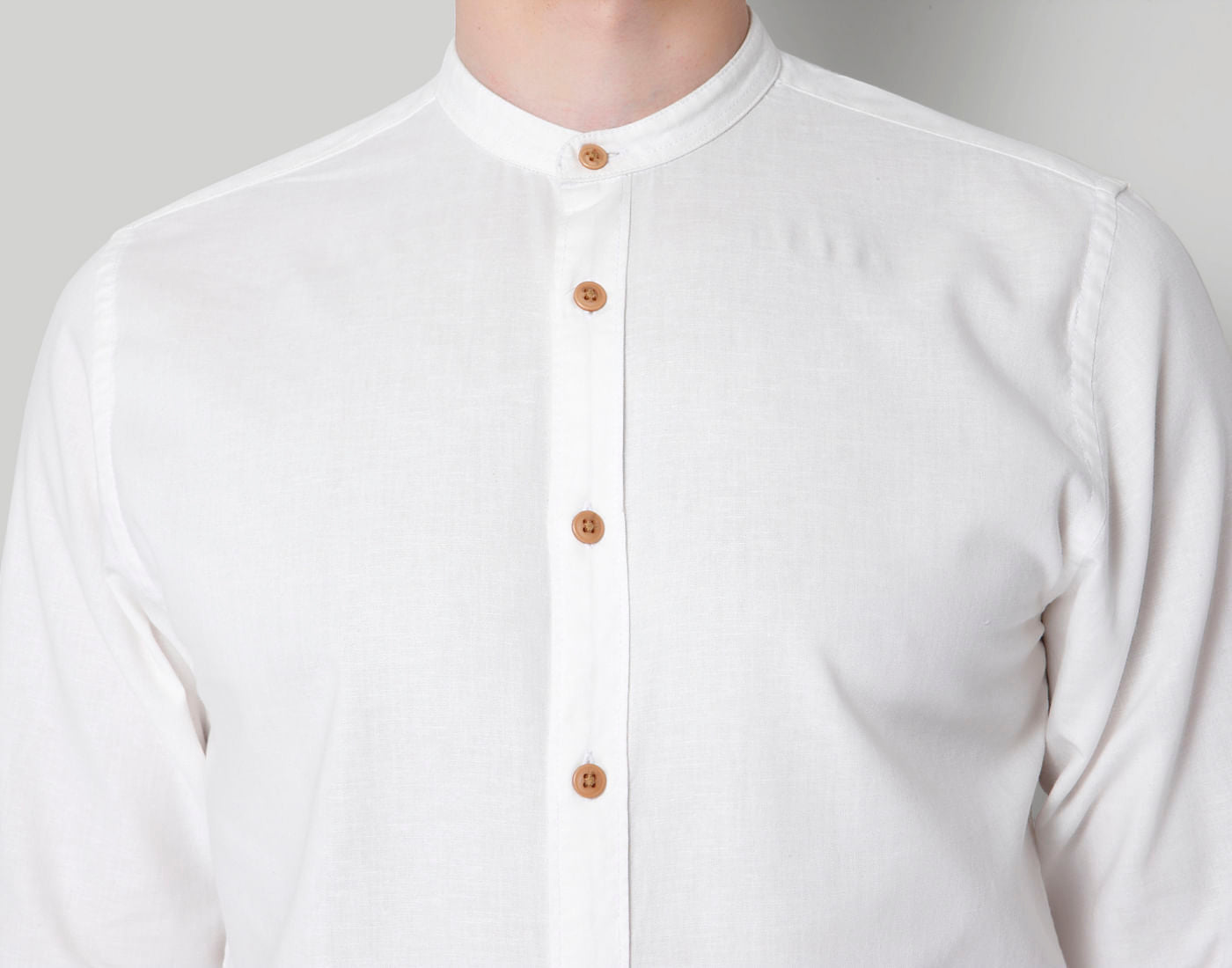 White Mandarin Collar Shirt