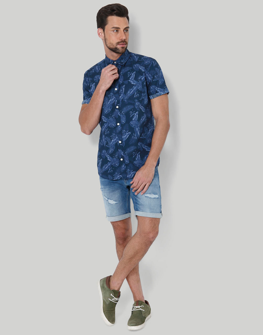 Blue Tropical Print Shirt