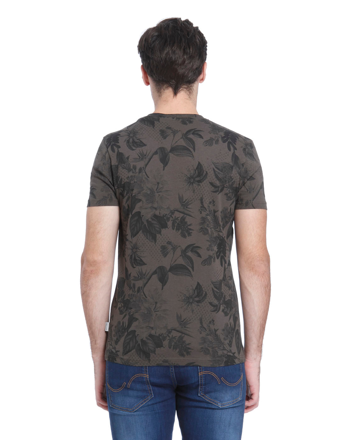 Brown Flora & Fauna Printed Crew Neck T-Shirt