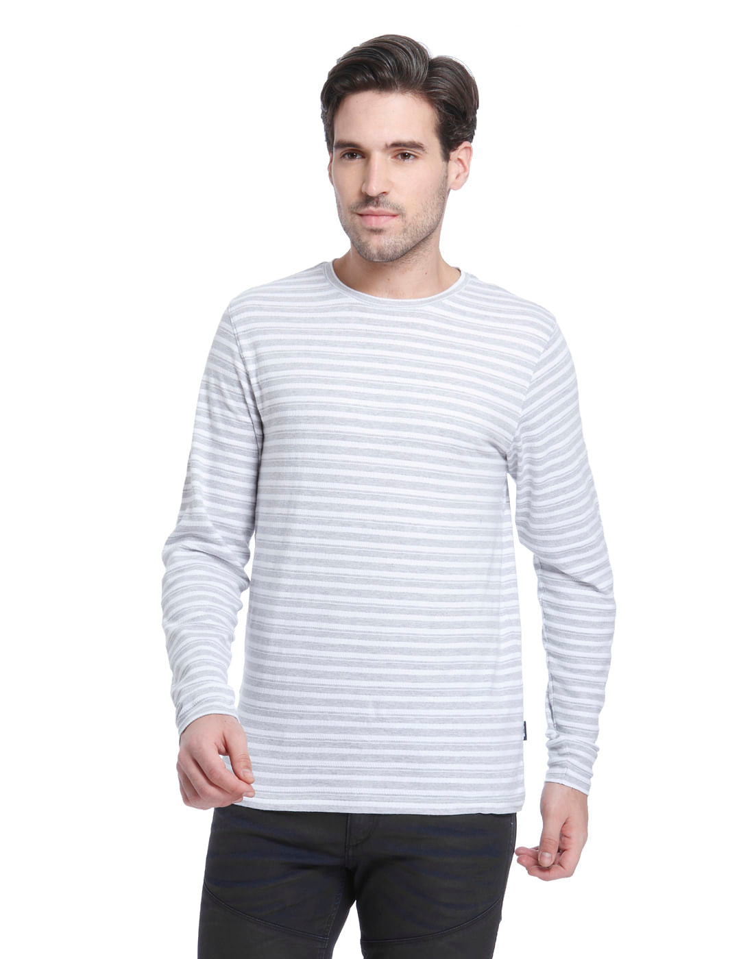 White Striped Crew Neck T-Shirt - S
