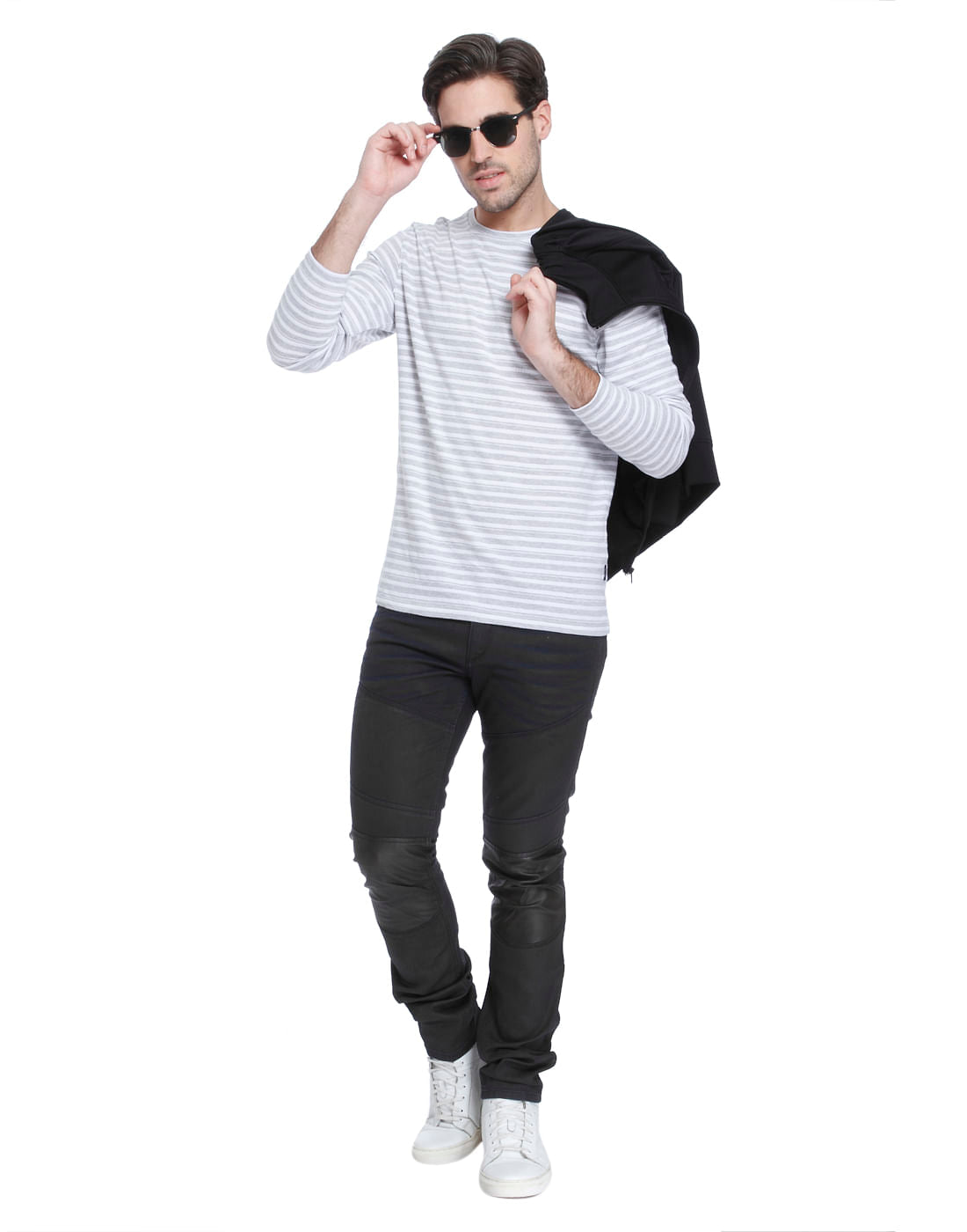White Striped Crew Neck T-Shirt