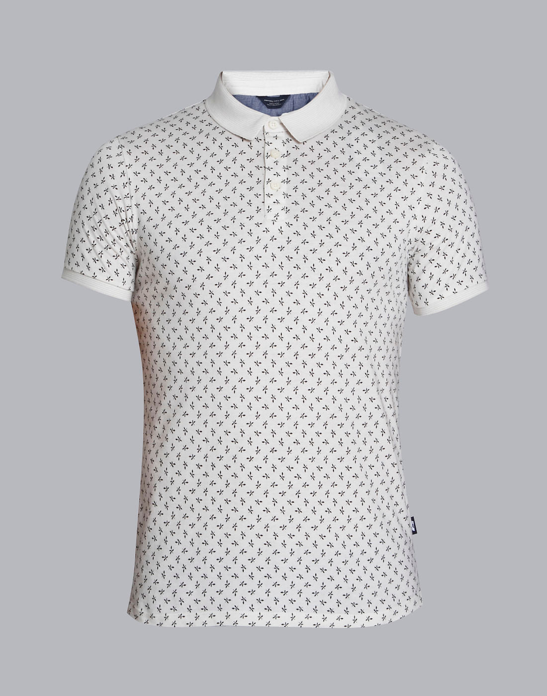 White All Over Print Polo T-Shirt