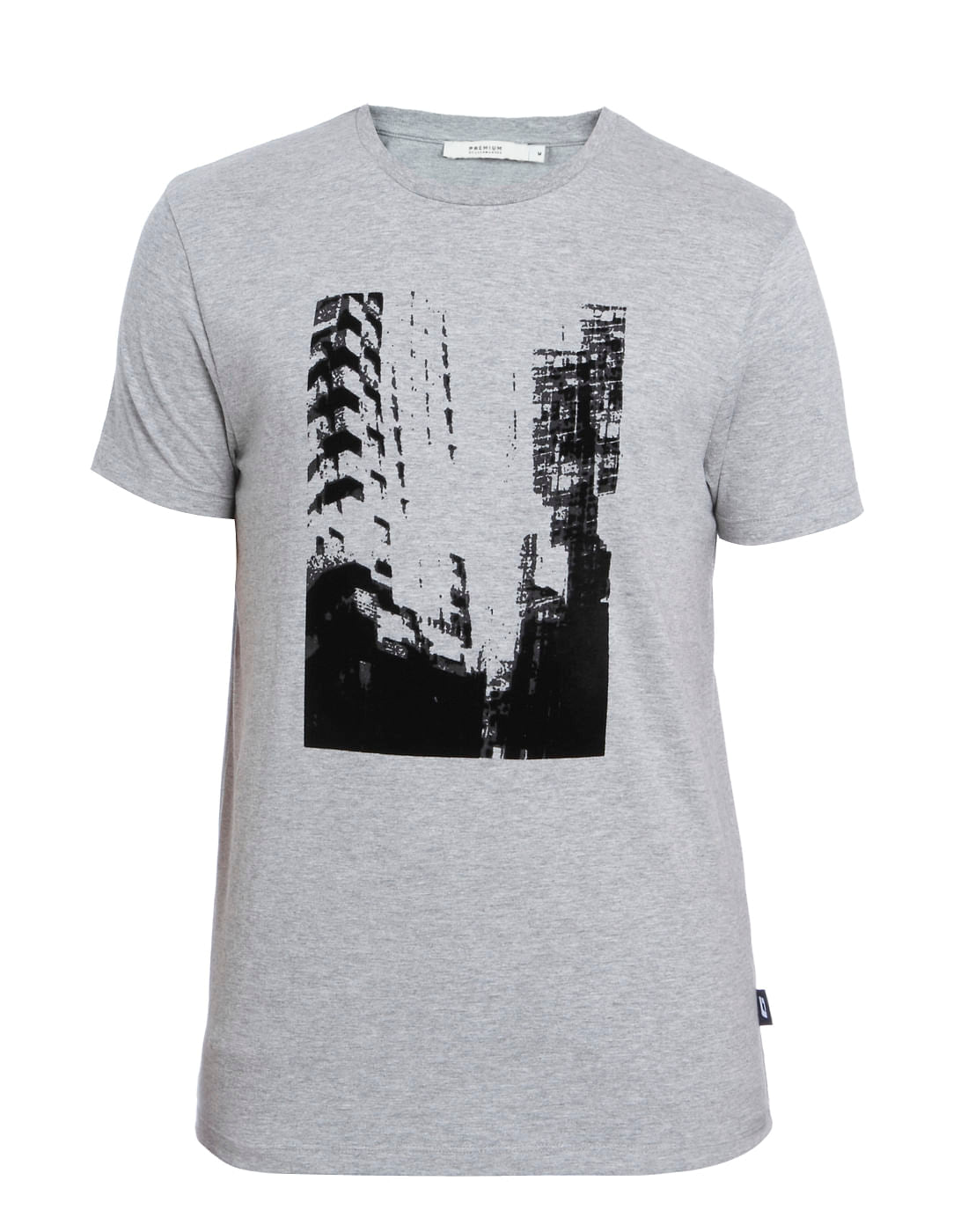 Light Grey Printed Crew Neck T-Shirt