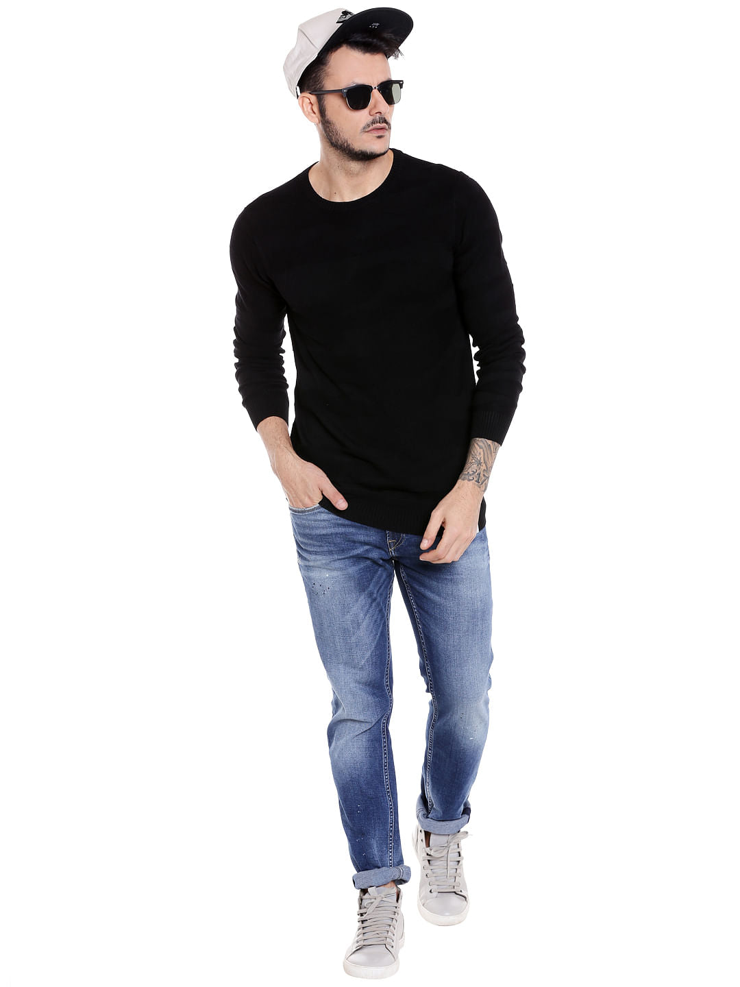 Black Crew Neck Knit T-Shirt