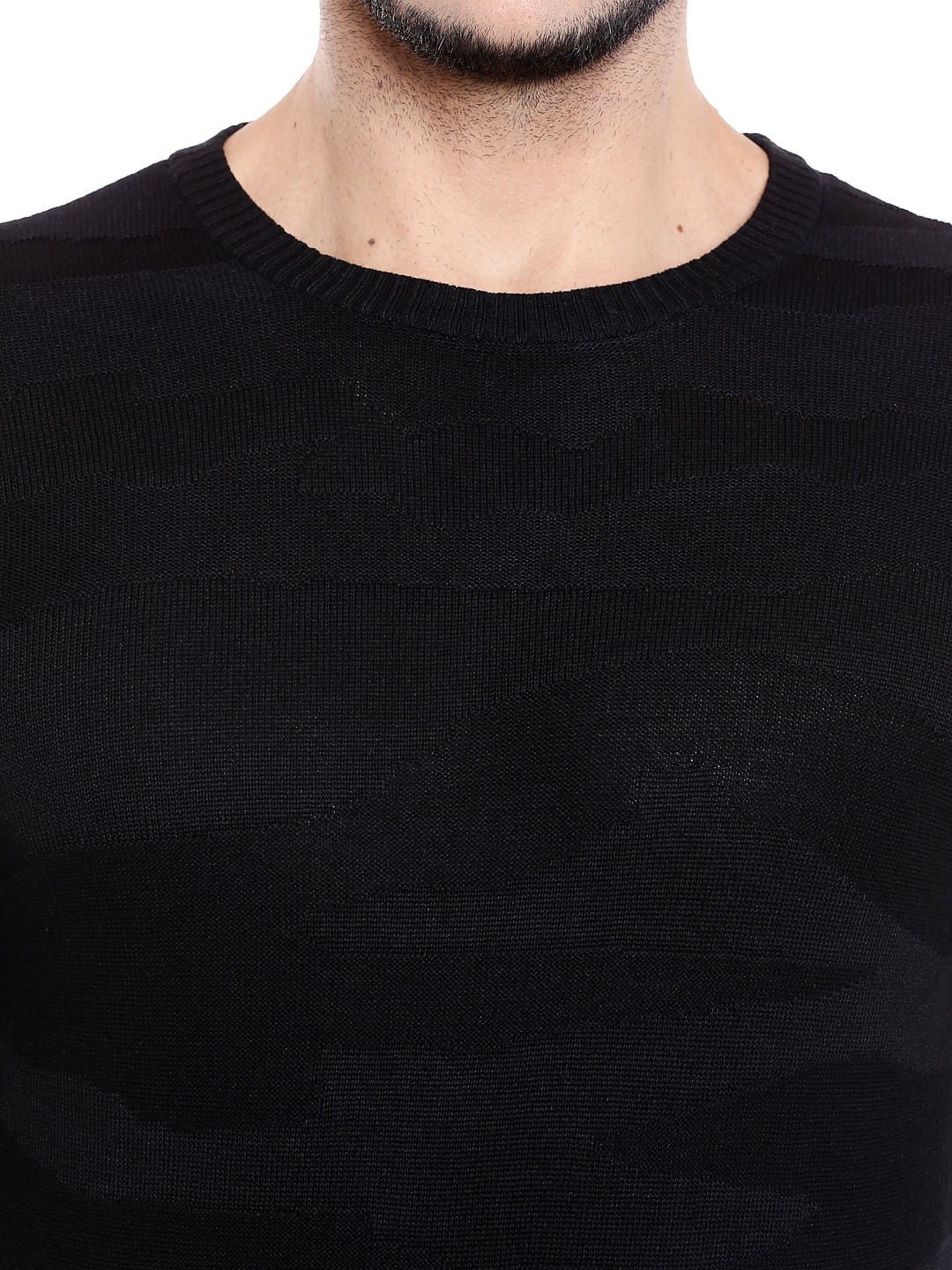 Black Crew Neck Knit T-Shirt