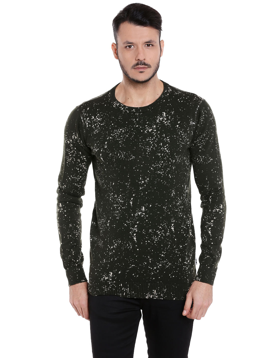 Olive Green All Over Print Pullover