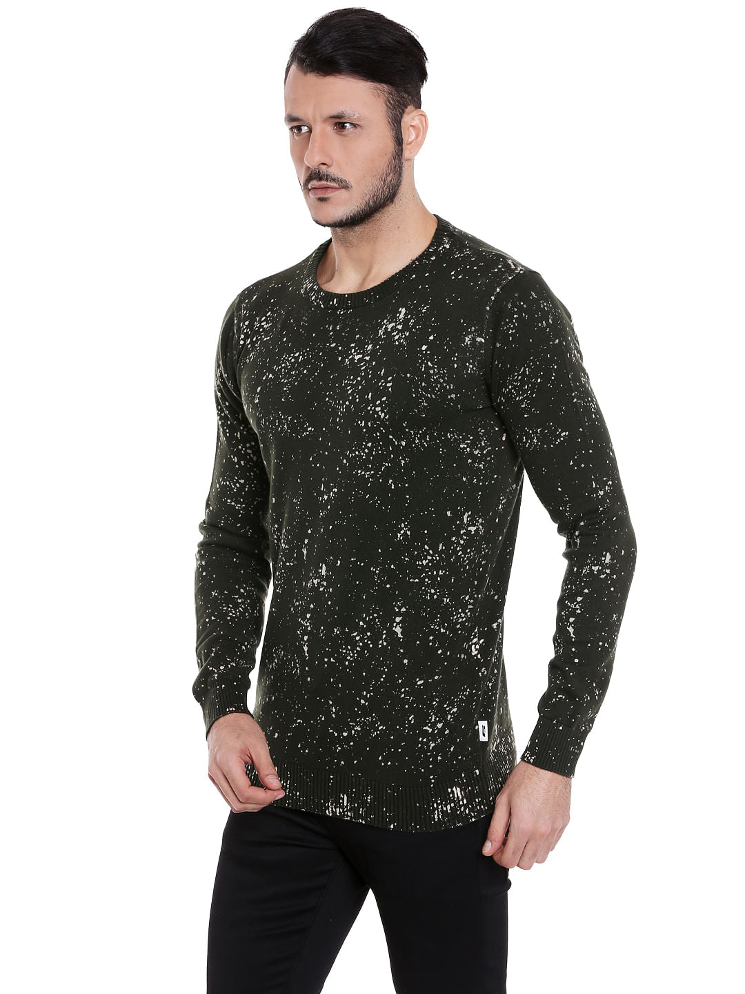 Olive Green All Over Print Pullover