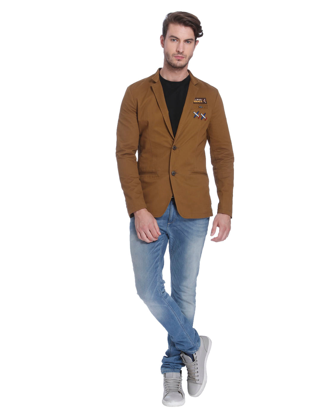 Brown Badge Detail Blazer
