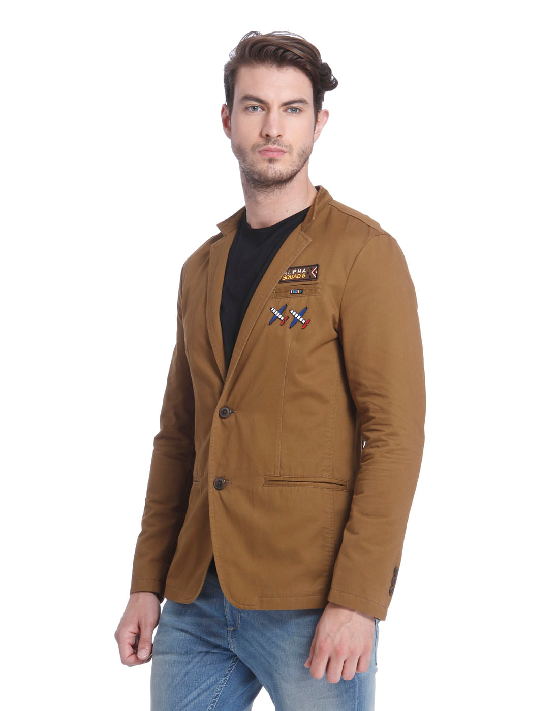 Brown Badge Detail Blazer